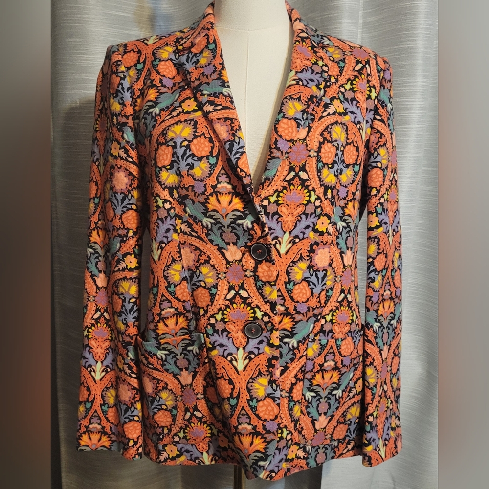 Zara Vibrant Orange Patterned Blazer